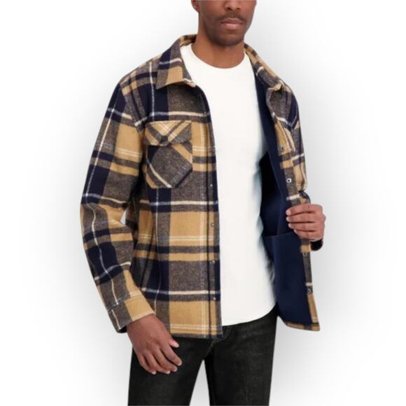 3XL NEW Dakine Shirt-Jac Shacket Chore Barn Snap Navy Plaid Flannel Fleece - Picture 7 of 14